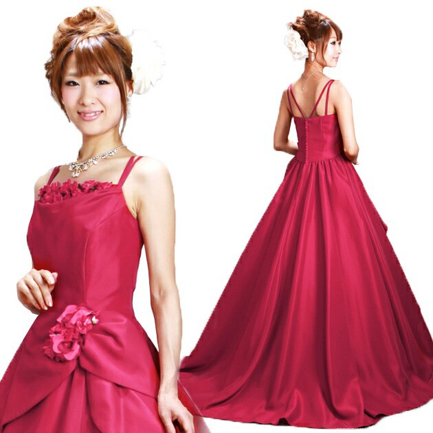 【二次会ドレスレンタル】【11号 赤 Aライン】結婚式 2次